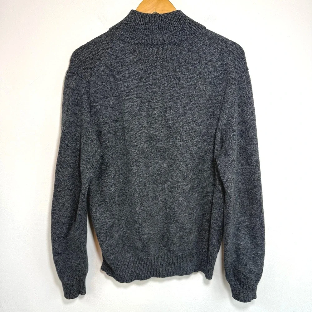 Polo Ralph Lauren Quarter Zip Sweater Grey Cotton Pony Logo Classic Preppy Large